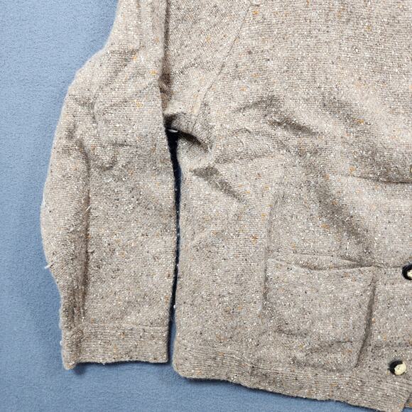 Eileen Fisher Womens Cardigan Sweater XL Tan Wool Angora Silk Granola Collar - Picture 8 of 16